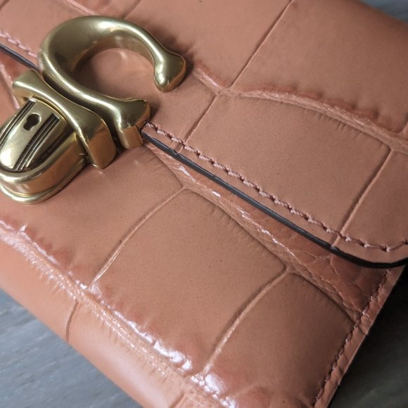 Coach Pink Croc-Embossed Wallet with Gold Hardware - Picture 11 of 11